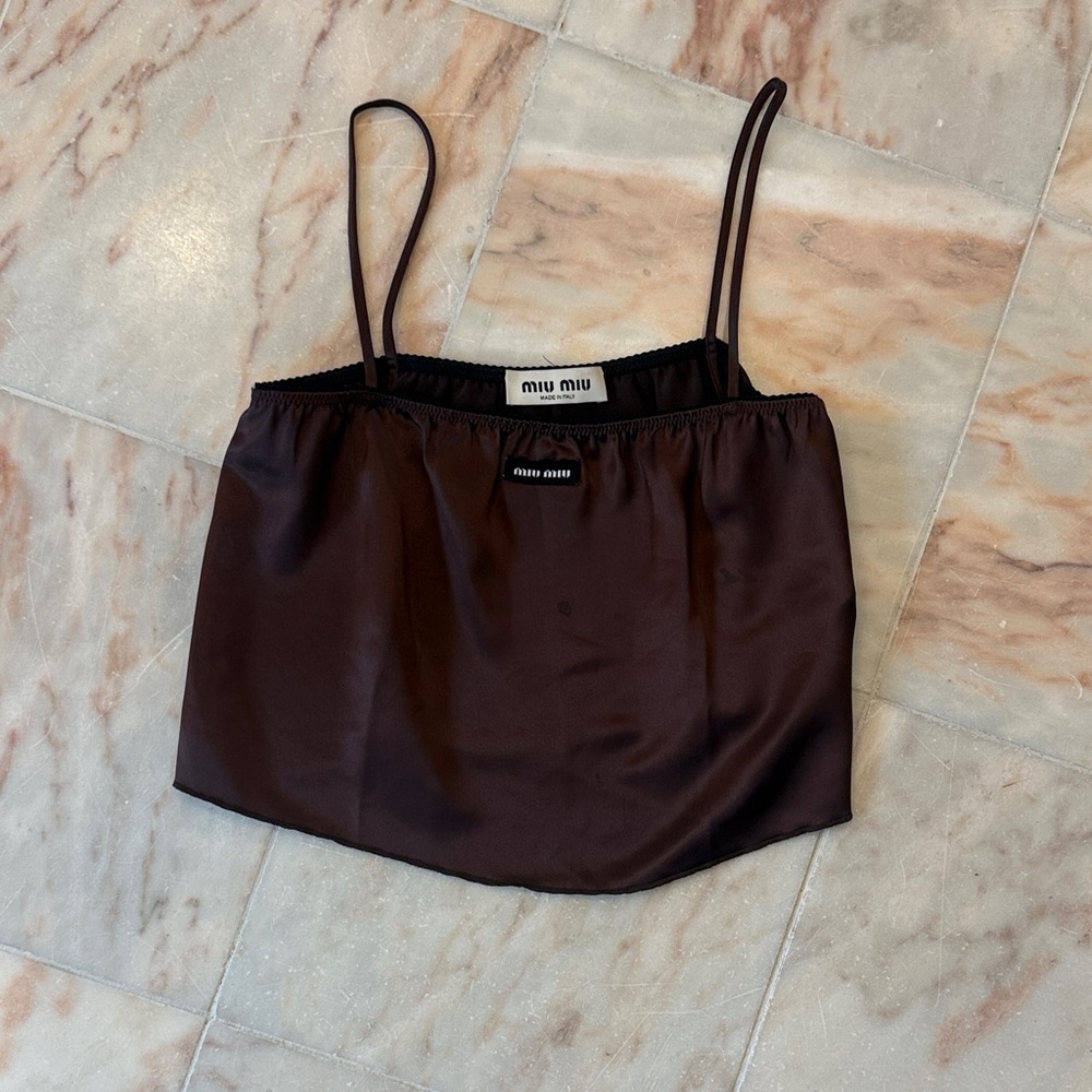 Miu Miu Dark Brown Satin Top